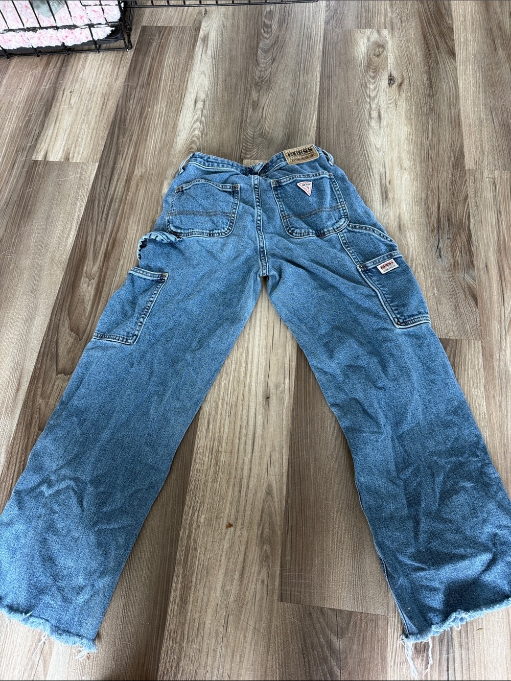 Women’s  Guess USA Distressed Baggy Carpenter Blue Denim cropped 25